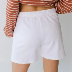 Boyfriend Shorts, White -Albionfit Store 369A7361final