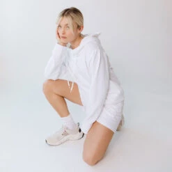 Boyfriend Hoodie, White -Albionfit Store 369A7541final