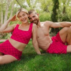 Wind And Sea Shorts 5" Inseam, Magenta Check -Albionfit Store 369A7719final