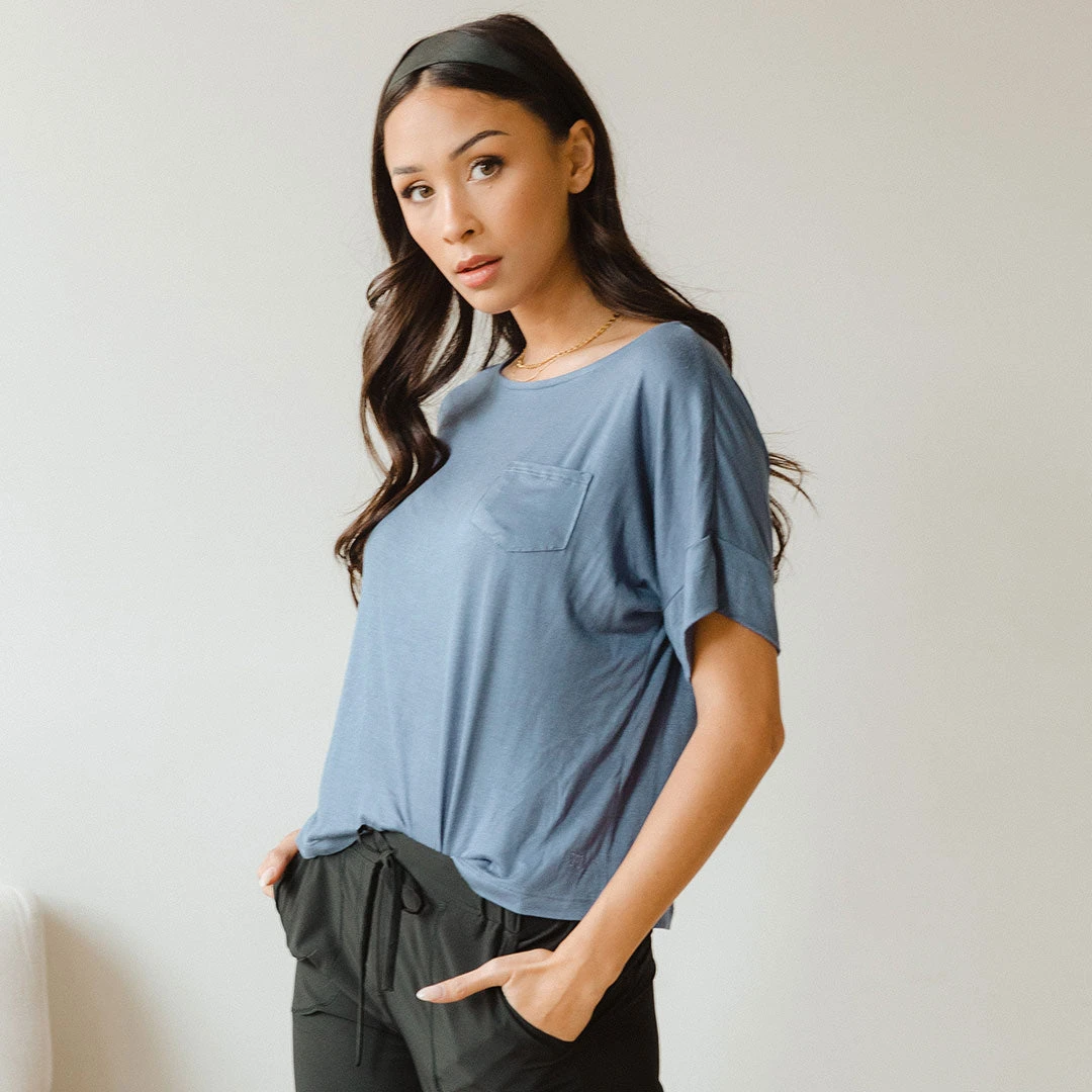 Relaxed Tee, Blue Denim 4 Relaxed Tee, Blue Denim - Image 2