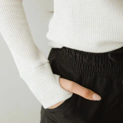 Waffle Long Sleeve Crew, Oatmeal -Albionfit Store 369A8287final