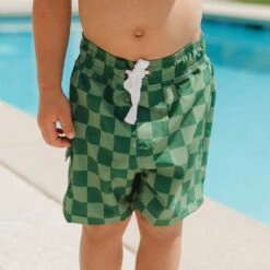 Green Check Jr. Swim Trunks -Albionfit Store 369A8613final 1