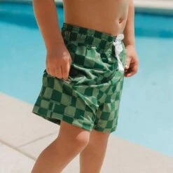 Green Check Jr. Swim Trunks -Albionfit Store 369A8632final