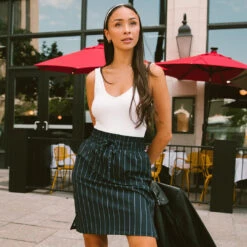 The Away Skirt, Navy Pinstripe