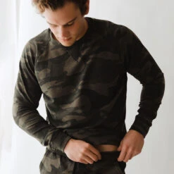 Men's Sweatshirt, Green Camo -Albionfit Store 369A9050final