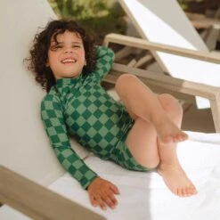 Mini Rash Guard And Shorts Set, Green Check -Albionfit Store 369A9059final 8dbd0e53 983d 43e8 98fa 8955139e071a