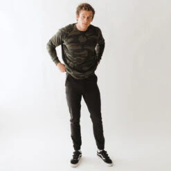 Men's Sweatshirt, Green Camo -Albionfit Store 369A9094final