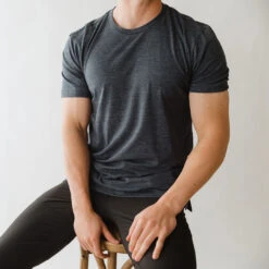 Men's Classic Tee, Heather Navy -Albionfit Store 369A9303final