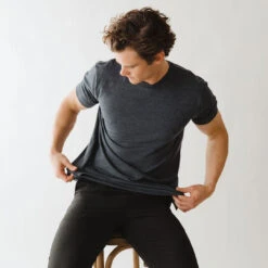 Men's Classic Tee, Heather Navy -Albionfit Store 369A9310final