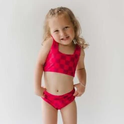Mini Olivia Two-Piece Set, Magenta Check -Albionfit Store 369A9521final