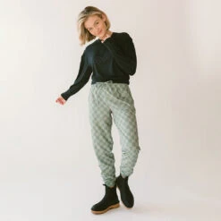 Destination Joggers, Olive Checkers -Albionfit Store 369A9850final