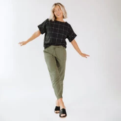 Boss Crop Tee, Black Windowpane -Albionfit Store 369A9944final