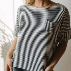Relaxed Tee, Ivory And Black Stripe 10 Relaxed Tee, Ivory And Black Stripe -Albionfit Store 69A8859final