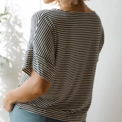 Relaxed Tee, Ivory And Black Stripe 11 Relaxed Tee, Ivory And Black Stripe -Albionfit Store 69A8866final