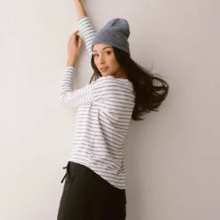 Long Sleeve Tee, Indigo Venice Stripe -Albionfit Store 89A3270 1
