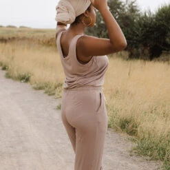 Serenity Tank Jumpsuit, Mocha -Albionfit Store 89A9958final2