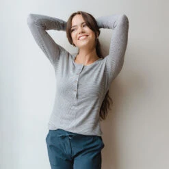 Grey Micro Stripe Henley