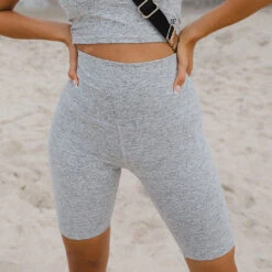 Biker Shorts, Heather Grey -Albionfit Store BIKER SHORTS HEATHER GREY 32