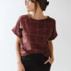 Boss Crop Tee, Maroon Windowpane -Albionfit Store BOSS CROP MAROON WINDOWPANE 2 977473e7 42ce 4c2c 86f8 6ab94ddab1c4