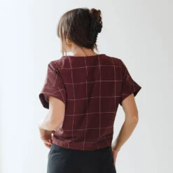 Boss Crop Tee, Maroon Windowpane -Albionfit Store BOSS CROP MAROON WINDOWPANE 4 2f39e000 c90d 482c b67d dc0f19add436