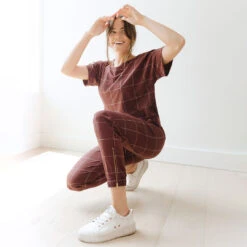 Boss Crop Tee, Maroon Windowpane -Albionfit Store BOSS CROP MAROON WINDOWPANE 5 3512f13d ff4b 4240 ac14 55d1ba275557