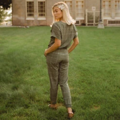 Boss Crop Tee, Sage Windowpane -Albionfit Store BOSS CROP SAGE WINDOWPANE 15