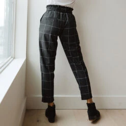 Black Windowpane Bow Belt Capri -Albionfit Store BOW BELT CAPRI BLACK WINDOWPANE 6