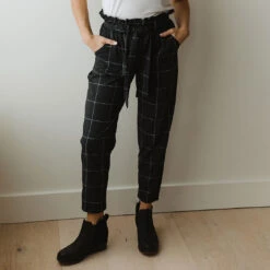 Black Windowpane Bow Belt Capri -Albionfit Store BOW BELT WINDOWPANE 1