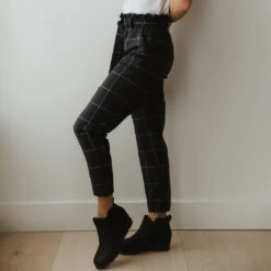 Black Windowpane Bow Belt Capri -Albionfit Store BOW BELT WINDOWPANE 2