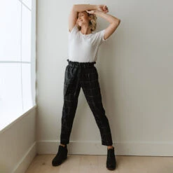 Black Windowpane Bow Belt Capri -Albionfit Store BOW BELT WINDOWPANE 5