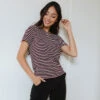 Boyfriend Tee, Burgundy And Black Stripe -Albionfit Store BOYFRIEND TEE BURGUNDY AND BLACK STRIPE WEB 2