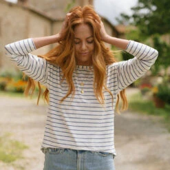 Long Sleeve Tee, Indigo Venice Stripe
