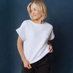 Atlas Ribbed Blouse, White