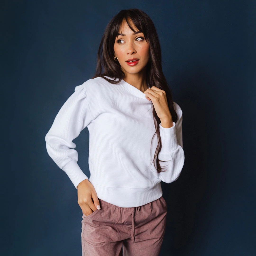 Atlas Ribbed Sweater, White 3 Atlas Ribbed Sweater, White