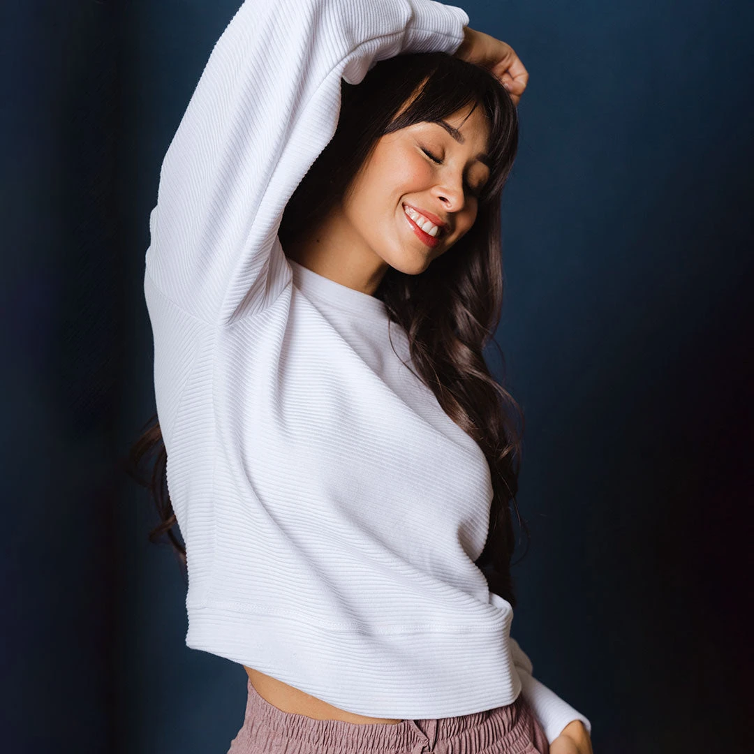 Atlas Ribbed Sweater, White 5 Atlas Ribbed Sweater, White - Image 3