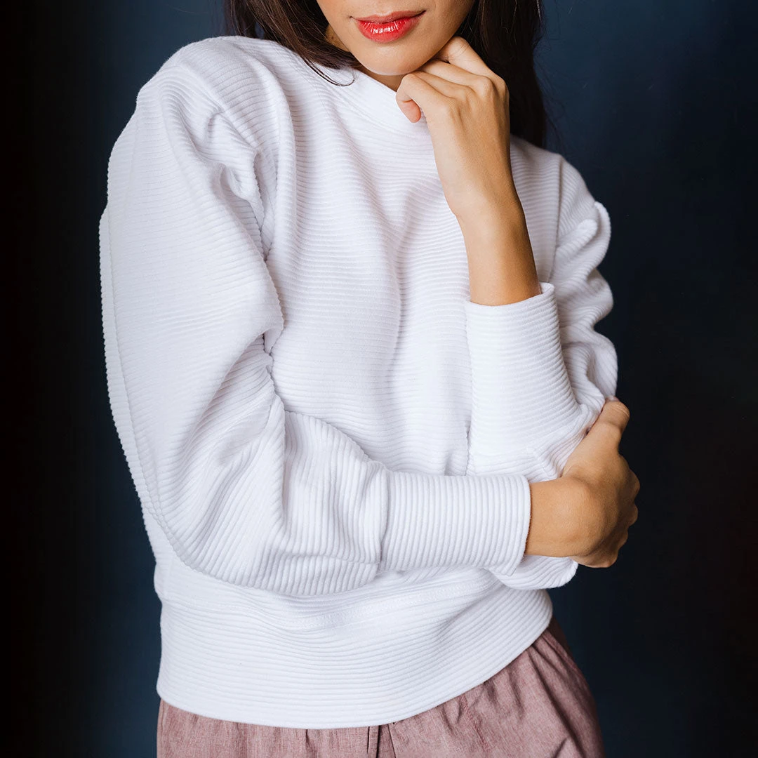 Atlas Ribbed Sweater, White 4 Atlas Ribbed Sweater, White - Image 2