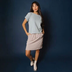 Atlas Ribbed Blouse, Grey -Albionfit Store DSC07254final