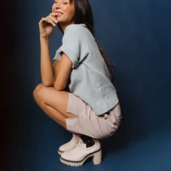 Atlas Ribbed Blouse, Grey -Albionfit Store DSC07286final