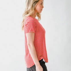 Basic Tee, Red White -Albionfit Store DSC 0021 web