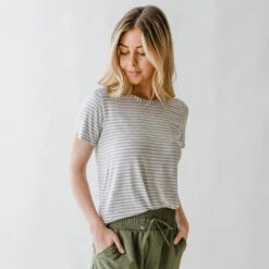 Basic Tee, Heather Grey/Ivory -Albionfit Store DSC 0058 web 1