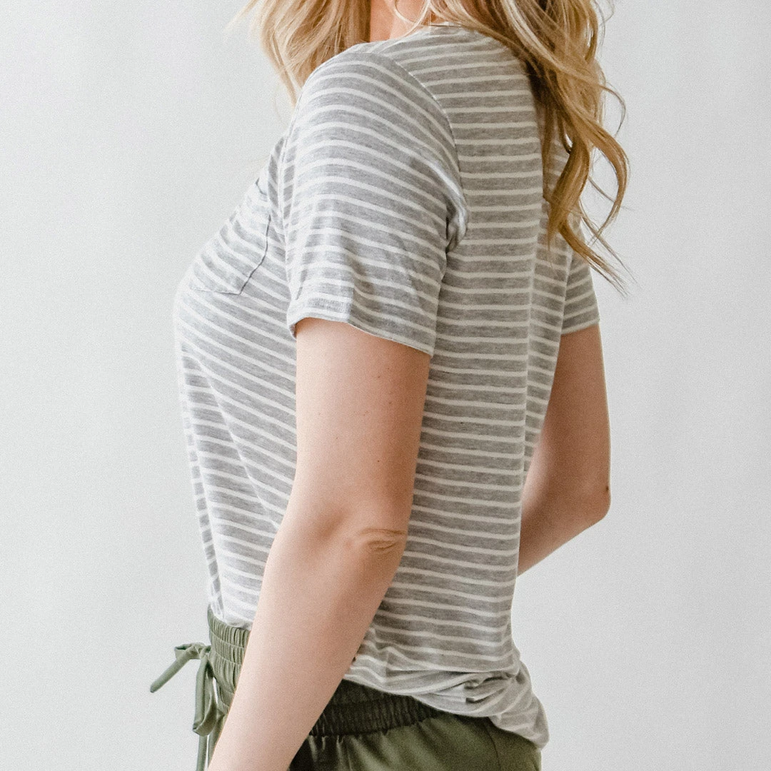 Basic Tee, Heather Grey/Ivory 14 Basic Tee, Heather Grey/Ivory - Image 12