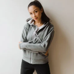 Alta Zip Up Hoodie, Heather Grey -Albionfit Store GREY ALTA ZIP UP HOODIE 18 1