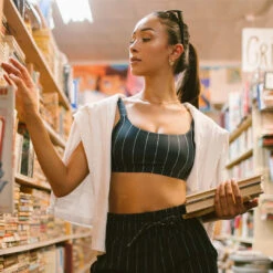 Momentum Bra, Navy Pinstripe -Albionfit Store I2A8229final