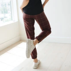 Maroon Windowpane Jetsetters -Albionfit Store JETSETTERS MAROON WINDOWPANE 8 1