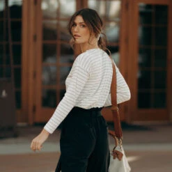 Long Sleeve Tee, Grey Venice Stripe -Albionfit Store LONG SLEEVE GREY VENICE STRIPE 1