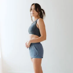 Light Chambray Lunge Shorts -Albionfit Store LUNGE SHORTS LIGHT BLUE CHAMBRAY 11