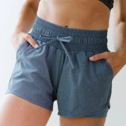 Light Chambray Lunge Shorts -Albionfit Store LUNGE SHORTS LIGHT BLUE CHAMBRAY 15