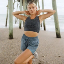 Light Chambray Lunge Shorts -Albionfit Store LUNGE SHORTS LIGHT BLUE CHAMBRAY 7