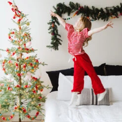 Mini Candy Cane Red Pajama Set -Albionfit Store MINI RED STRIPE SET 9