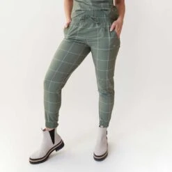 Destination Joggers, Sage Windowpane